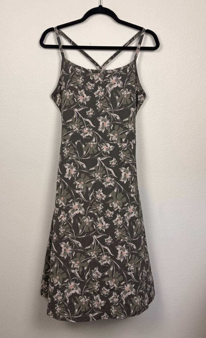 Pact Fit & Flare Cross Back Vineyard Floral Castor Grey Mini Dress XL